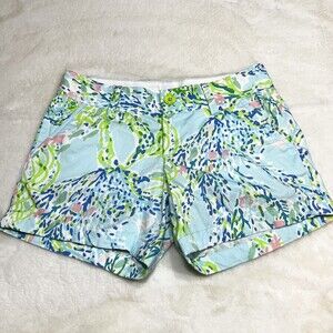 Lilly Pulitzer The Callahan Short Teal Ocean Sz 0